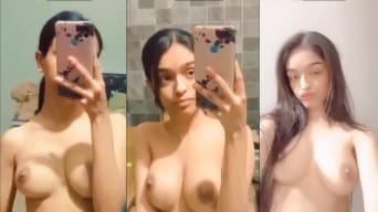 Gorgeous Pakistani Babe Amna Farooqui Strips Nude and Seductively Shows Off Her Perfect Tits While Recording for Her BF