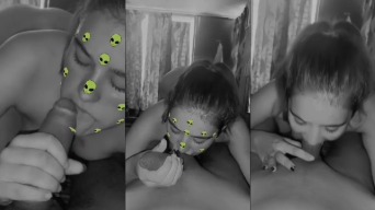 Indian Babe Gagging on Thick Cock Deepthroat Blowjob