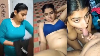 Busty Indian Bhabhi Strips & Gives Sloppy Blowjob